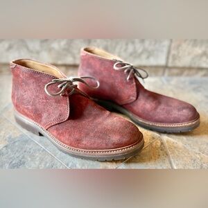 Brunello Cucinelli Suede Chukka Boots 42 Burgundy Made in Italy Vibram Sole